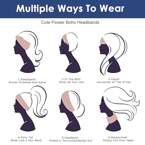 MAYCREATE® 6PCS Fashion Sport Headbands for Women Moisture Wicking Stretchy Pre Tie Running Hairbands Quick Drying Boho Stylish Bands Yoga Jogging MAYCREATE® 6PCS Fashion Sport Headbands for Women Moisture Wicking Stretchy Pre Tie Running Hairbands Quick Drying Boho Stylish Bands Yoga Jogging